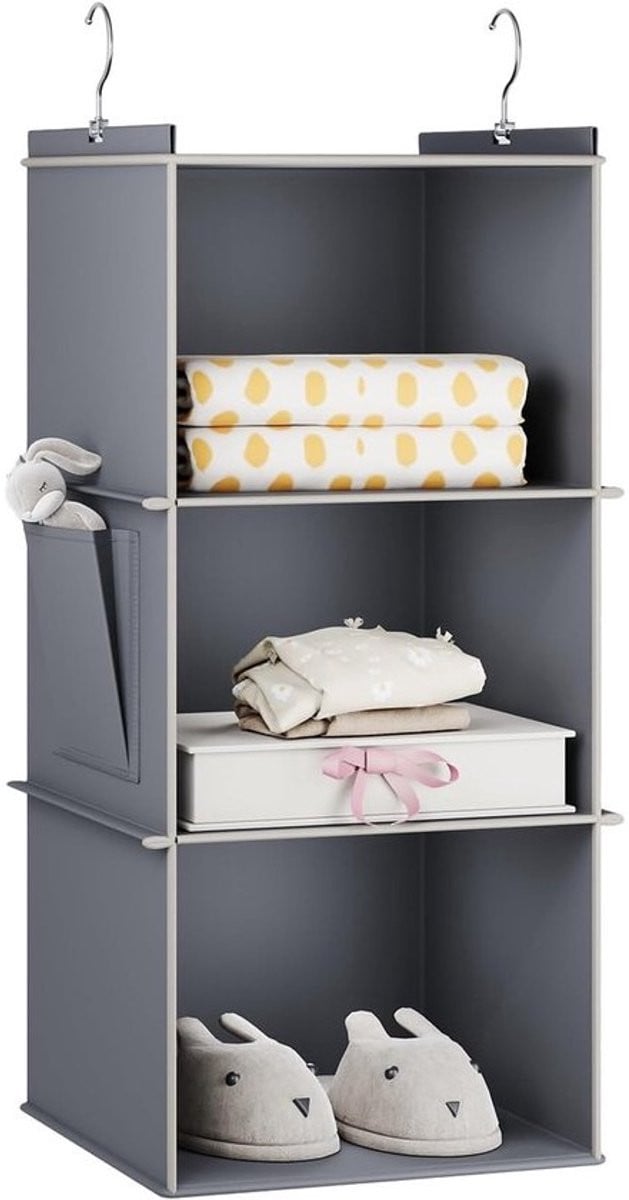 Dailygoods Hangende Opberger met 3 Ruime Planken - Kastorganizer en Kledingorganizer