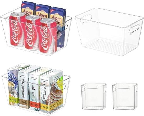 Unyqoos 5-delige set transparante opbergboxen voor keuken en koelkast, BPA-vrij acrylplastic