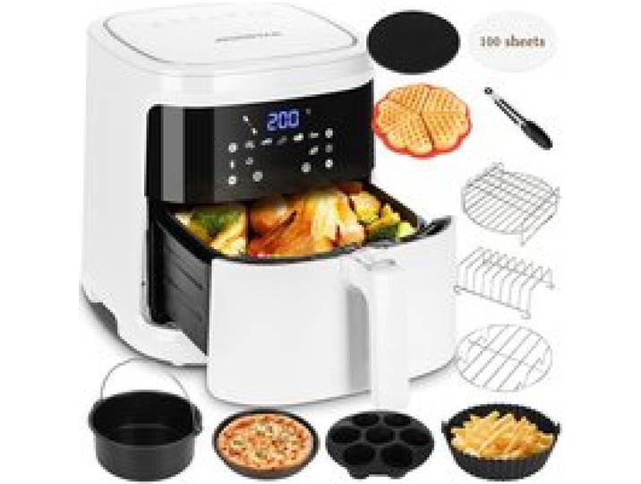 Friteuse à air intelligente sans huile + Accessoires air fryer 12 Pièces. 1900W 7L. Mode manuel écran tactile LED Connexion Wifi