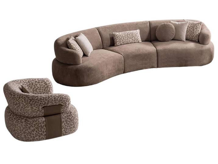 JVmoebel Polstergarnitur Braunes Designer-Sofa aus hochwertigem Material, (2-tlg)