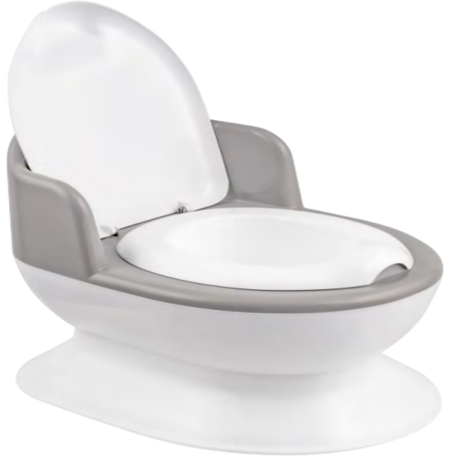 Costway Kindertoilet met rugleuning en armleuningen en uitneembare binnencontainer, Grijs