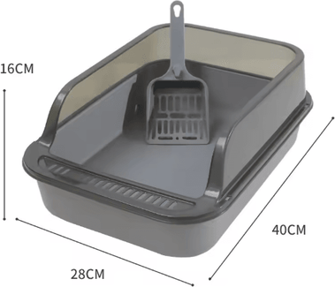 Inspire Picks Semi Enclosed Splashproof Cat Litter Box With High Sided Design gray