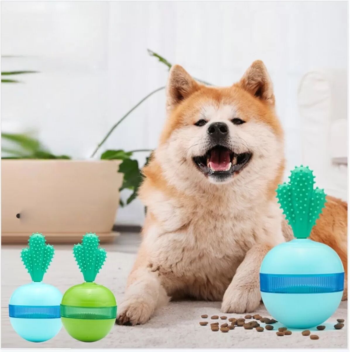 INF 2-in-1 Leckerli-Spender und Beißspielzeug-Ball für Hunde und Katzen Grün