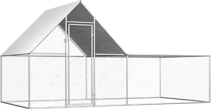Hühnerstall 4x2x2 m Verzinkter Stahl Freilaufgehege Outdoor Stahl