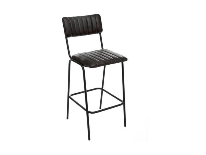 Chaise de bar  Dario  cuir noir - Atmosphera Créateur d'intérieur