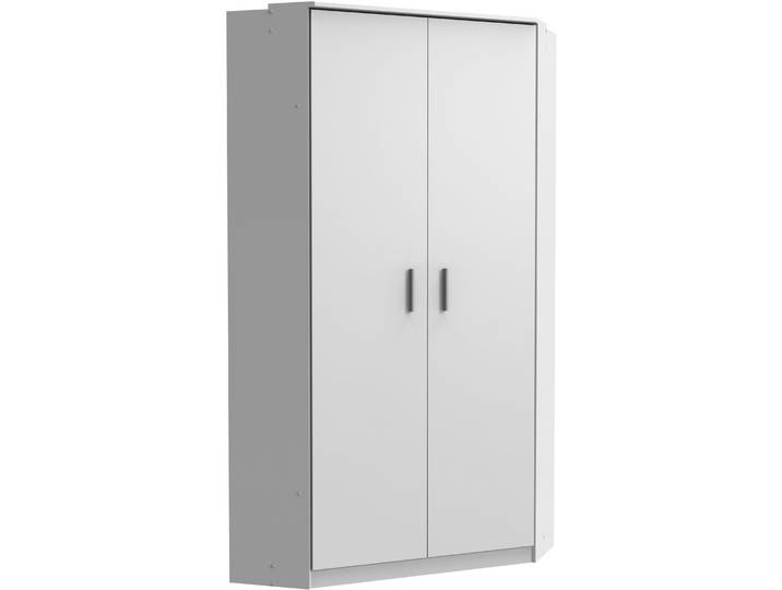 Eckkleiderschrank WIMEX Joker , weiss (weiß), B:95cm H:198cm T:30cm, Holzwerkstoff, Schränke, Eckkleiderschrank, Ecklösung Garderobe mit 2 Kleiderstangen und 8 Einlegeböden