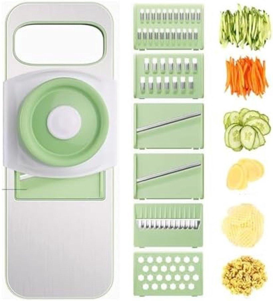 PromoHome Multifunctionele groentesnijder met 6 verwisselbare messen voor raspen, julienne en aardappels