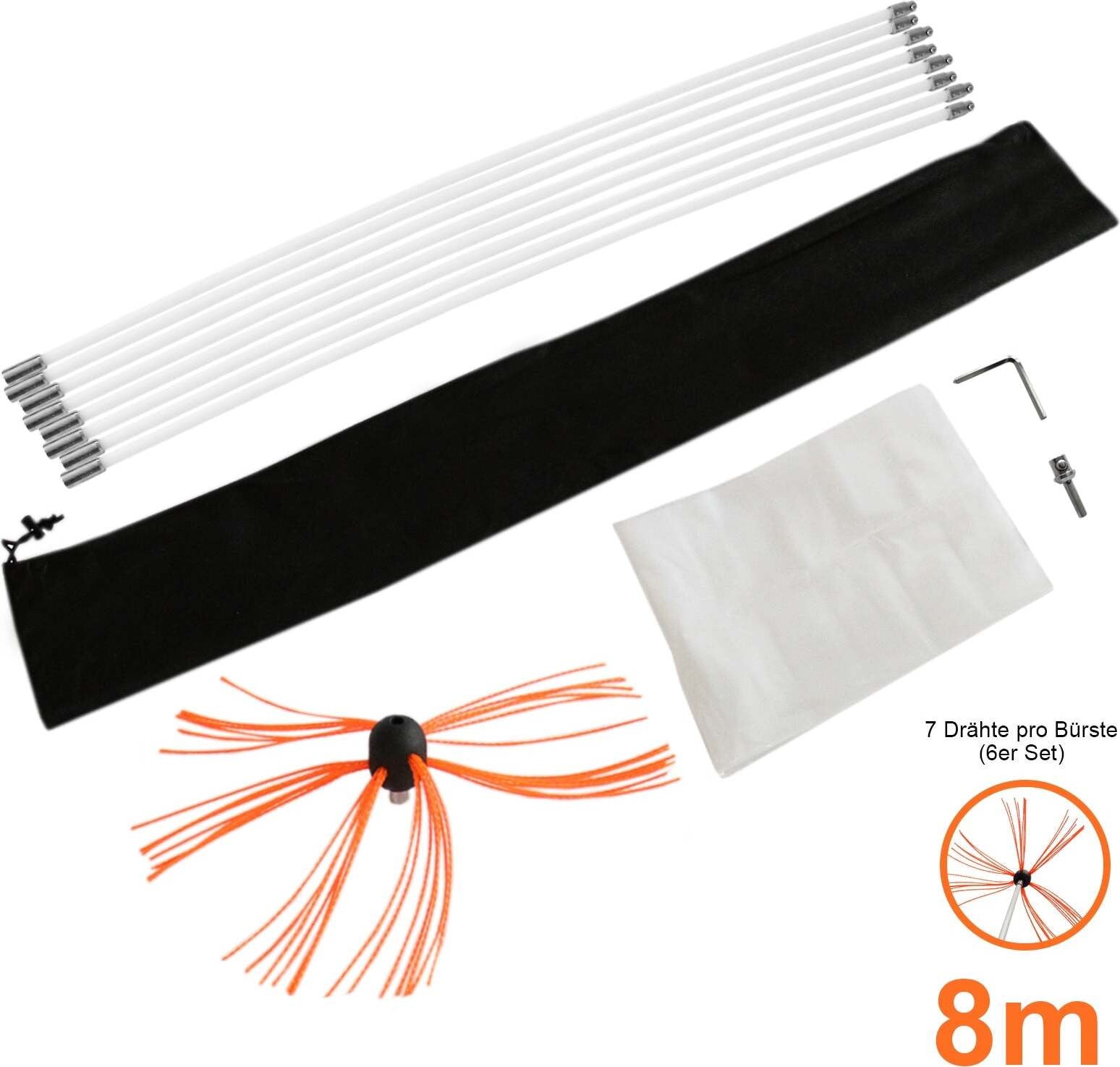 Monster Shop Boorborstel voor schoorsteen, 8 meter