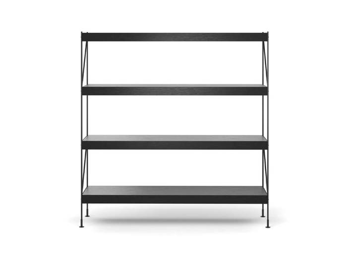 Audo Copenhagen Zet Regalsystem Oak black stained, 1 x 4, black steel base