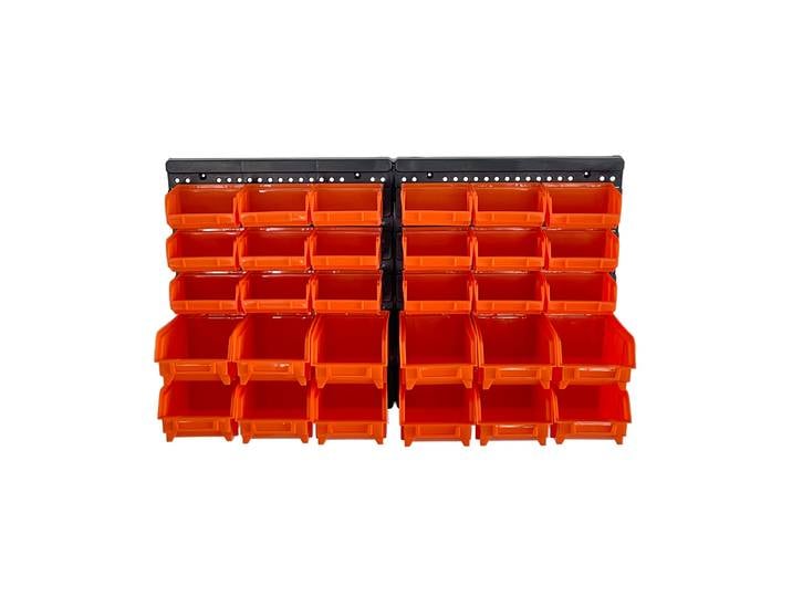 Wandregal mit Stapelboxen 30-teilig