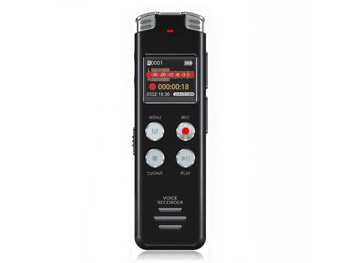 Rexsun 128 GB draagbare digitale spraakrecorder met lcd-scherm, intelligente ruisonderdrukking, ABS-aluminiumlegering in grijs, L357
