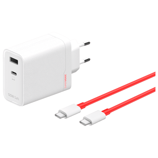 OnePlus SuperVOOC USB-C + USB-A Schnellladegerät 120W Weiß