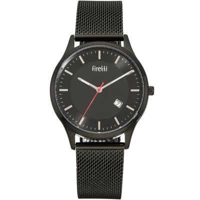 Quarzuhr FIRETTI "urban mesh", schwarz (schwarz, schwarz), Armbanduhren, Herren, Quarzuhr, Armbanduhr, Herrenuhr, Edelstahlarmband, analog, Tag