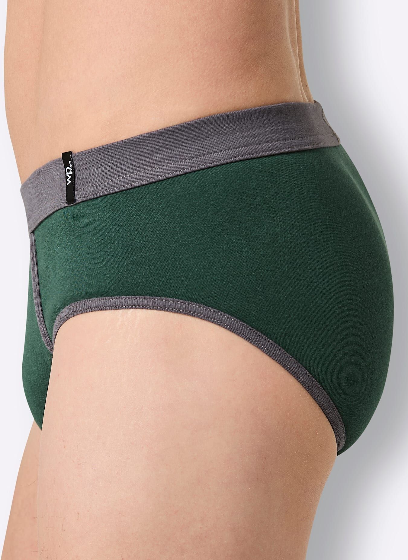 Slip WÄSCHEPUR, Herren, Gr. 8, 2 Stk., grau (anthrazit, moos), 100% Baumwolle, Unterhosen Slip anthrazit, moos 8, 2 Stk.