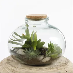 Mica Decorations, Vase, Glasbehälter Olly rund Kork Stöpsel Dekorativ Kristall (Ø 29 x 23 cm) (8 l)