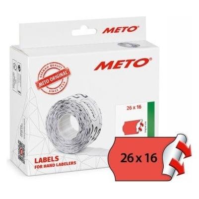 METO Etiket 26x16mm neon rød permanent 1000stk/rul 12rul/pak - (12 stk.) (30007353)