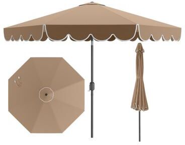 Costway 10 Feet Patio Umbrella Outdoor Market Umbrella with Crank Tilt Adjustment-Brown
