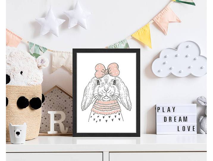 Tableau déco Hipster Bunny 33 x 43cm Multicolore