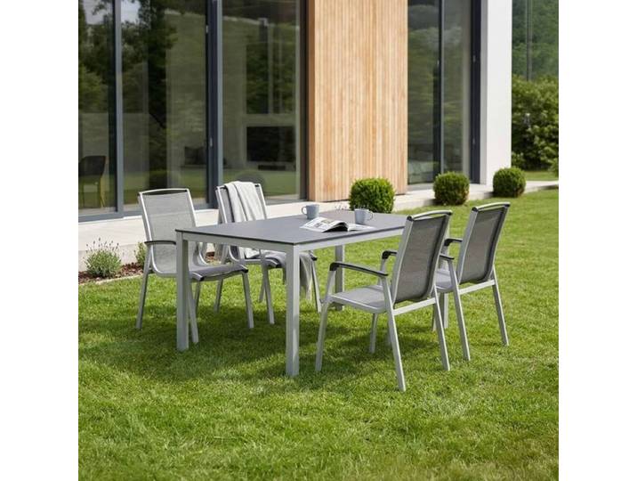 Kettler Forma II Gartenmöbel-Set M (4 Plätze) Tisch 160x95cm Dunkelgrau Hellgrau