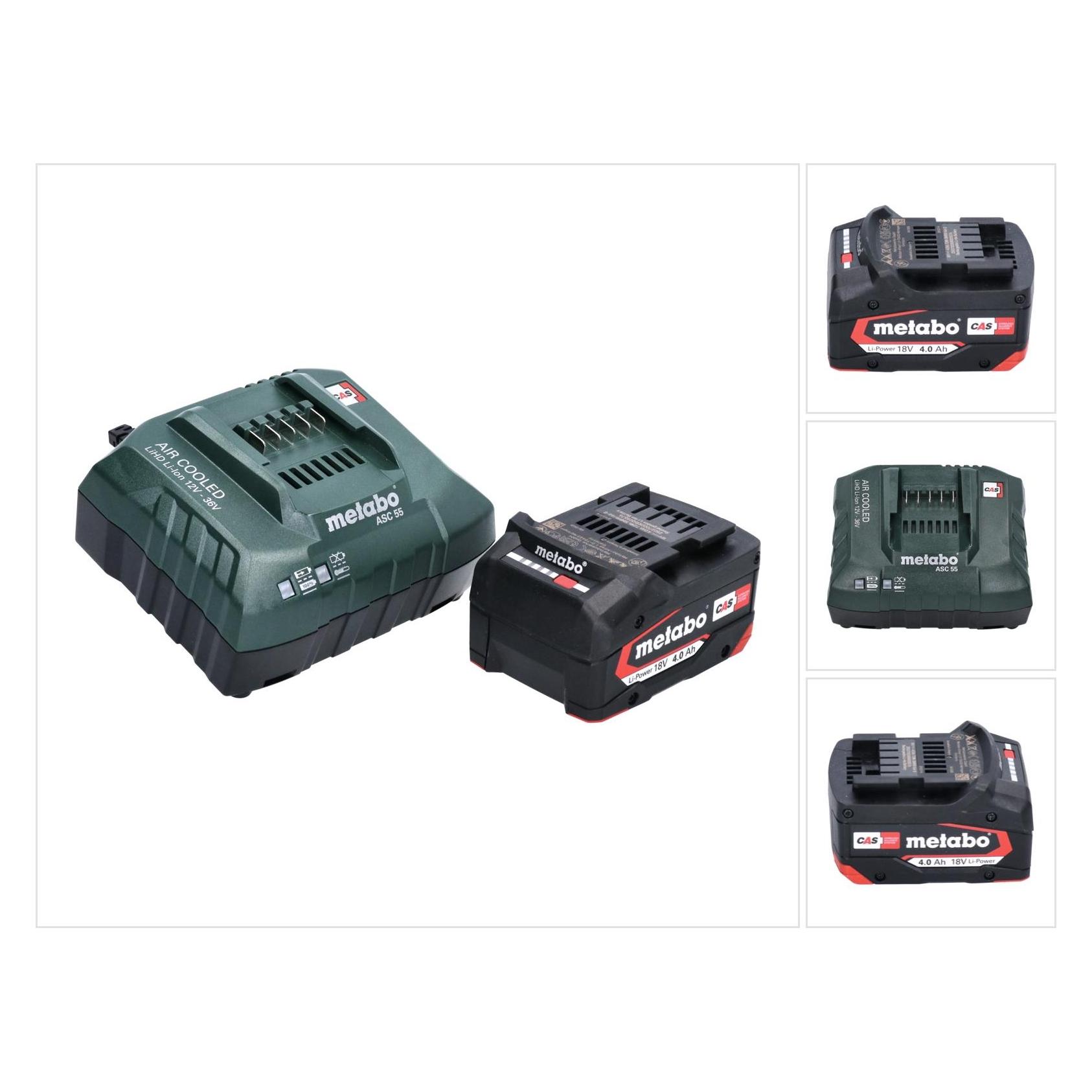 Metabo Basis Set 1x Li-Power Akkupack 18 V 4,0 Ah CAS Li-Ion Akku ( 625027000 ) + ASC 55 Ladegerät ( (18 V) (625027000)