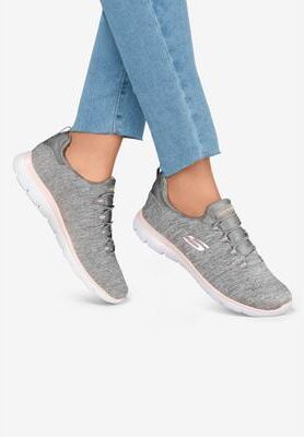 Wide Width Women's The Summits Quick Getaway Sneaker by Skechers in Grey Wide (Size 7 W)