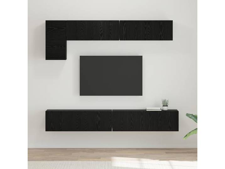 HEFZGDB TV-Schrank-Set mit Regal und Tür 5-teilig in Schwarze Eiche, Modulare Würfelregale für Wohnzimmer, Wandmontage, Stauraum Lösung, Moderne Aufbewahrung mit Matter Oberfläche