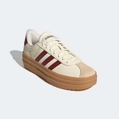Plateausneaker ADIDAS SPORTSWEAR "VL COURT BOLD", Damen, Gr. 38,5, weiß (sanftes weiß, shadow rot, crystal sand), Leder, Synthetik, Schuhe Plateausneaker