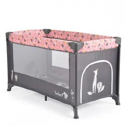 Moni Reisebett, Laufstall Safari Matratze Sichtfenster Seiteneingang Tragetasche rosa pink