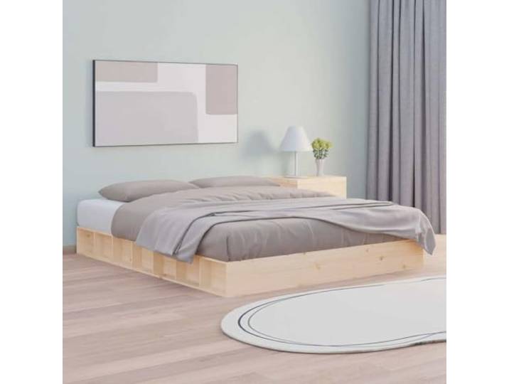 RJPLMFV Bettgestell, Massivholz, 180 x 200 cm, ohne Matratze Massives Kiefernholz, Lattenrost inklusive, niedriges Design, kleines Schlafzimmer oder niedrige Decke