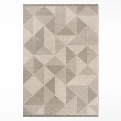 TEPPICH 100x150 cm Dreiecke und Quadrate Stoffimitation