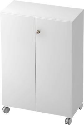 Rollenschrank TOPAS LINE, 3 Ordnerhöhen, Türen abschließbar, weiß/weiß