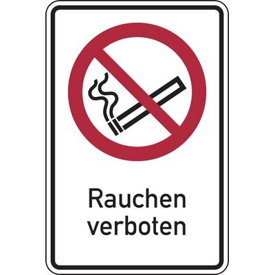Verbotsschild, Kombischild, Rauchen verboten - ASR A1.3 (DIN EN ISO 7010) - 200x300x1.5 mm Kunststoff