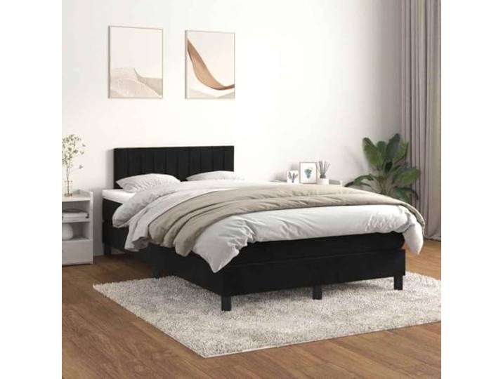 RJPLMFV Bettgestell, Matratze, Velours, Schwarz, 120 x 200 cm Verstellbarer Kopf, Taschenfedern, mittlere Unterstützung, weicher Matratzenschoner
