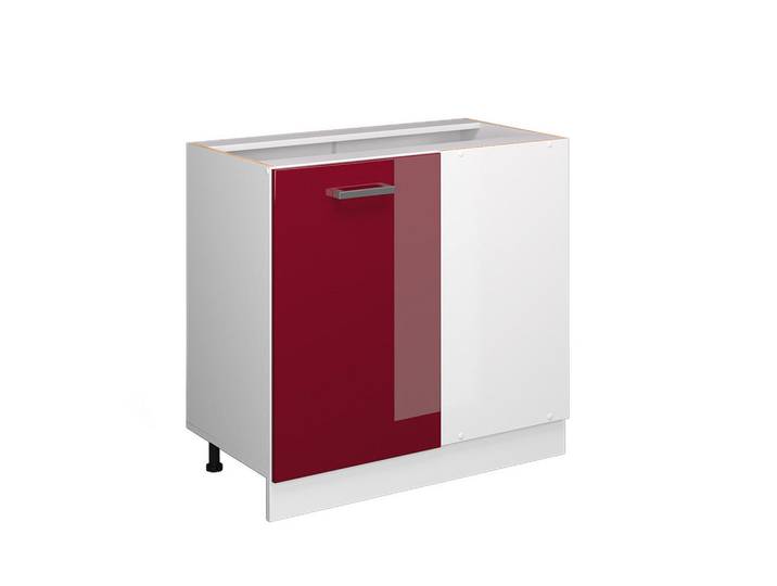 Vicco Eckschrank FÜR Hausrat R-Line Bordeaux Hochglanz 86 cm mit Tür, ohne Arbeitsplatte, 1 Fächer, Formgebogen, 86x81.6x46 cm, Waschküche, Mehrzweckschränke