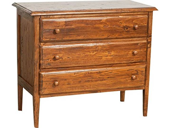 Biscottini Kommode vintage 100x48x85 cm Vintage kommode Buffetschrank landhausstil 3 Schubladen Sideboard holz massiv Retro möbel