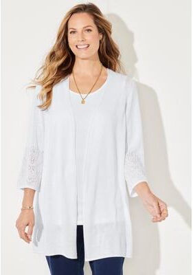Plus Size Women's Pointelle Accented Cardigan by Catherines in White (Size 1X)