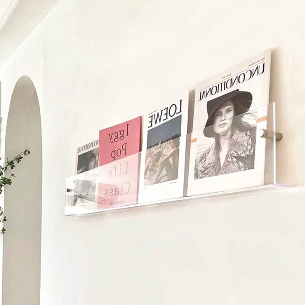 Transparante Tijdschriftenhouder van Acryl voor Wandmontage - 80 cm - Transparant