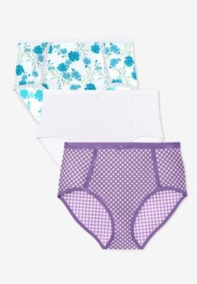 Plus Size Women's Full Coverage Microfiber Panty 3-Pack by Catherines in Floral Gingham Pack (Size 8)