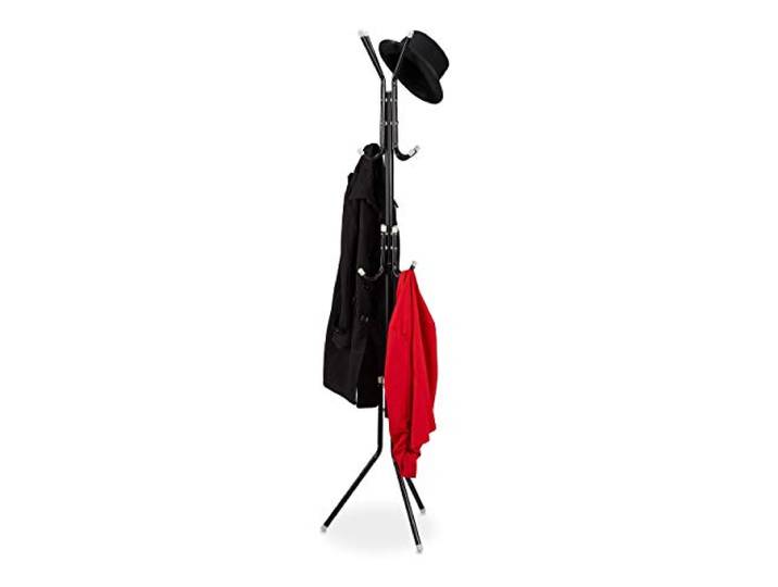 Relaxdays Porte-manteau\, métal\, avec 12 crochets\, HxLxP 180 x 44 x 39 cm\, autonome\, solide\, portant vêtements\, noir