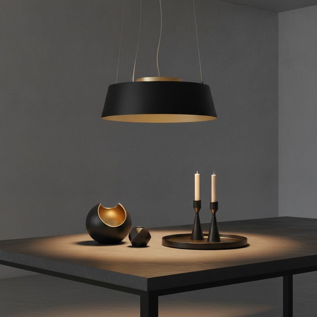 Lyora Hanglamp Alba zwart rond aluminium Ø 42 cm