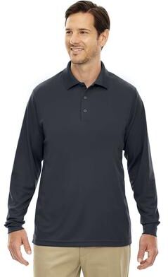 CORE365 88192T Men's Tall Pinnacle Performance Long Sleeve Piqué Polo Shirt in Carbon size 3XLT   Polyester