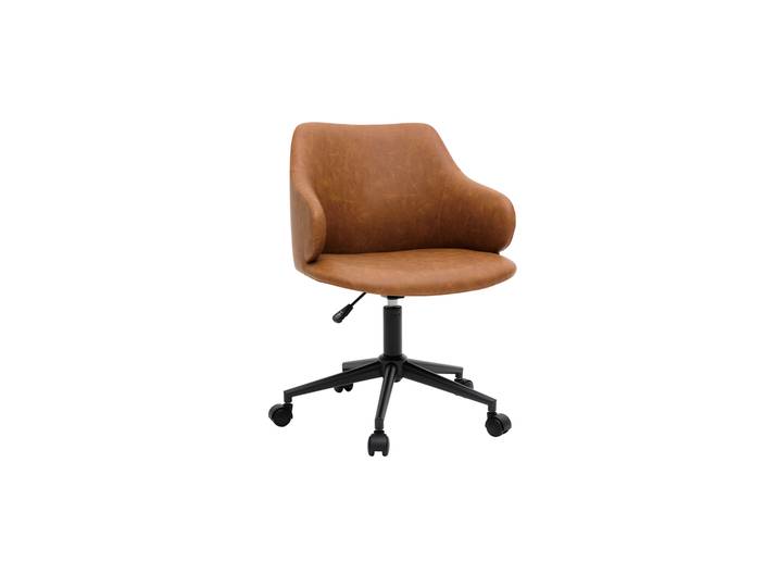 Chaise de bureau à roulettes vintage marron et métal noir HEMMY