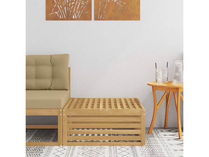 vidaXL Outdoor-Fußhocker Massivholz Akazie Weiß 79 x 79 x 37 cm