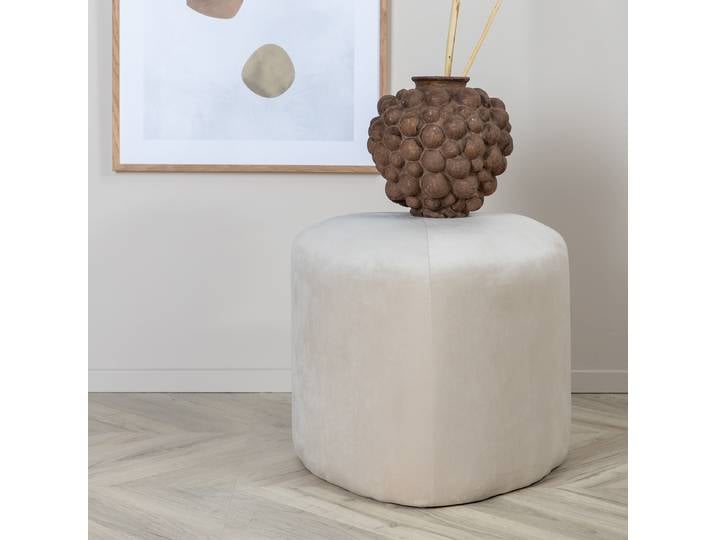 Pouf Peg Ø 46cm Blanc/Beige Velours