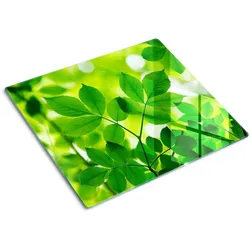 GLASPLATTE 60x52 cm Grüne Blätter