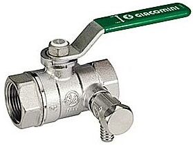 Opal Giacomini Kugelhahn R250WS 250SX146 1 1/4", mit Entleerung, grüner Hebelgriff
