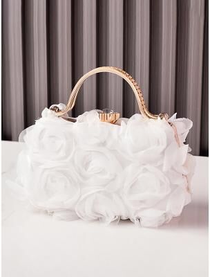 LightInthebox Women's Floral Evening Clutch Bag with Chain Shoulder Strap, Elegant Rose Appliqué Design, Multi-Color Formal Handbag for Weddings, Evening Parties Banquets