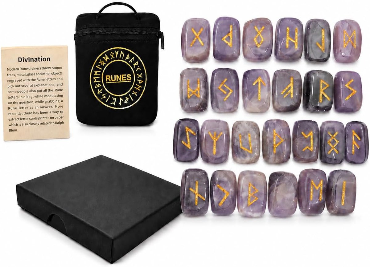 ShopVlot Rune stenen set met 25 natuurlijke rozenkwarts stenen voor meditatie en magie