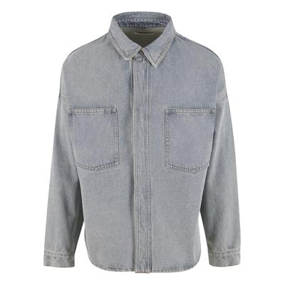 Langarmhemd ANOTHER COTTON LAB "Another Cotton Lab Oversized Jeans Over Shirt", Herren, Gr. L, US-Größen, blau, 100% Baumwolle, Hemden