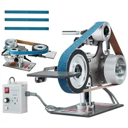VEVOR Bandschleifmaschine 550 W mit variabler Geschwindigkeit und VFD, 762 x 25,4 mm Bandpolierer, Polier- und Schleifmaschine mit 2 Schleifformen und 3 Schleifbändern für Metallbearbeitung